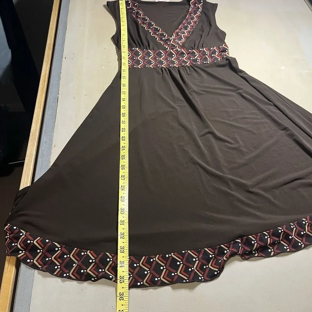 Vintage Candies Womens Y2K Babydoll Dress Size Small Preppy Brown Geometric